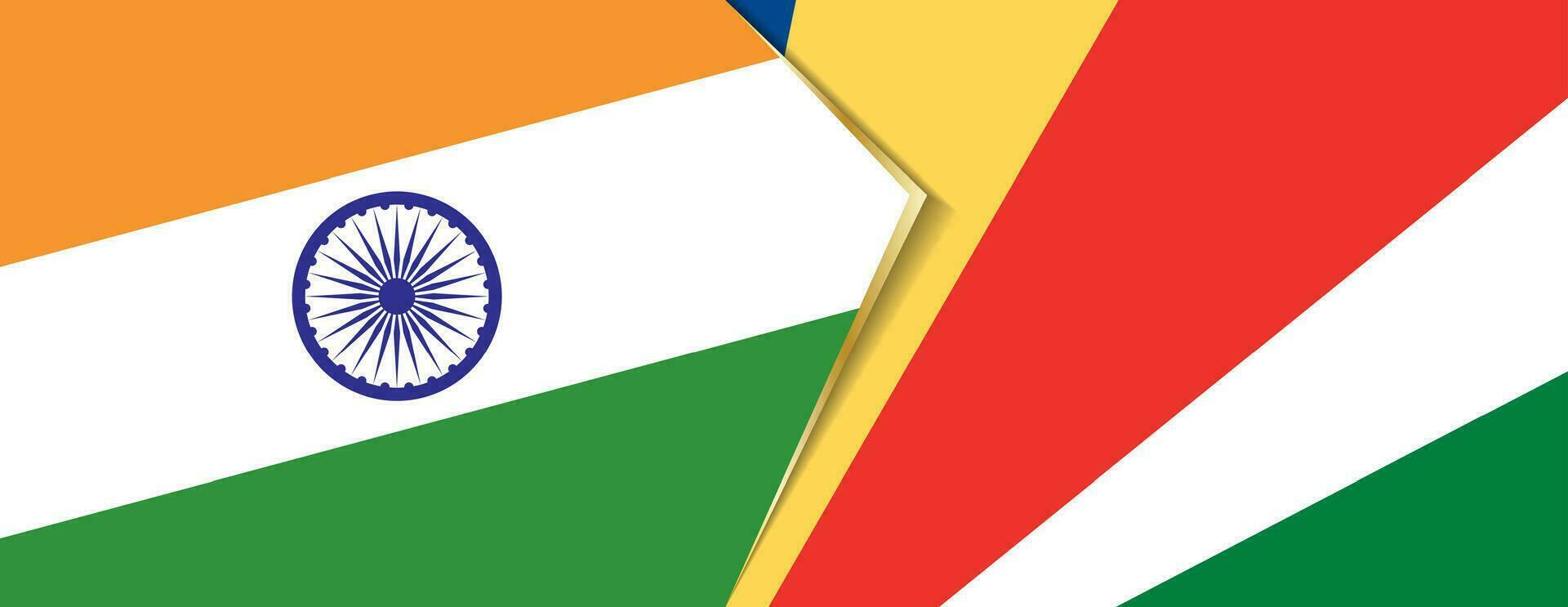 India and Seychelles flags, two vector flags.