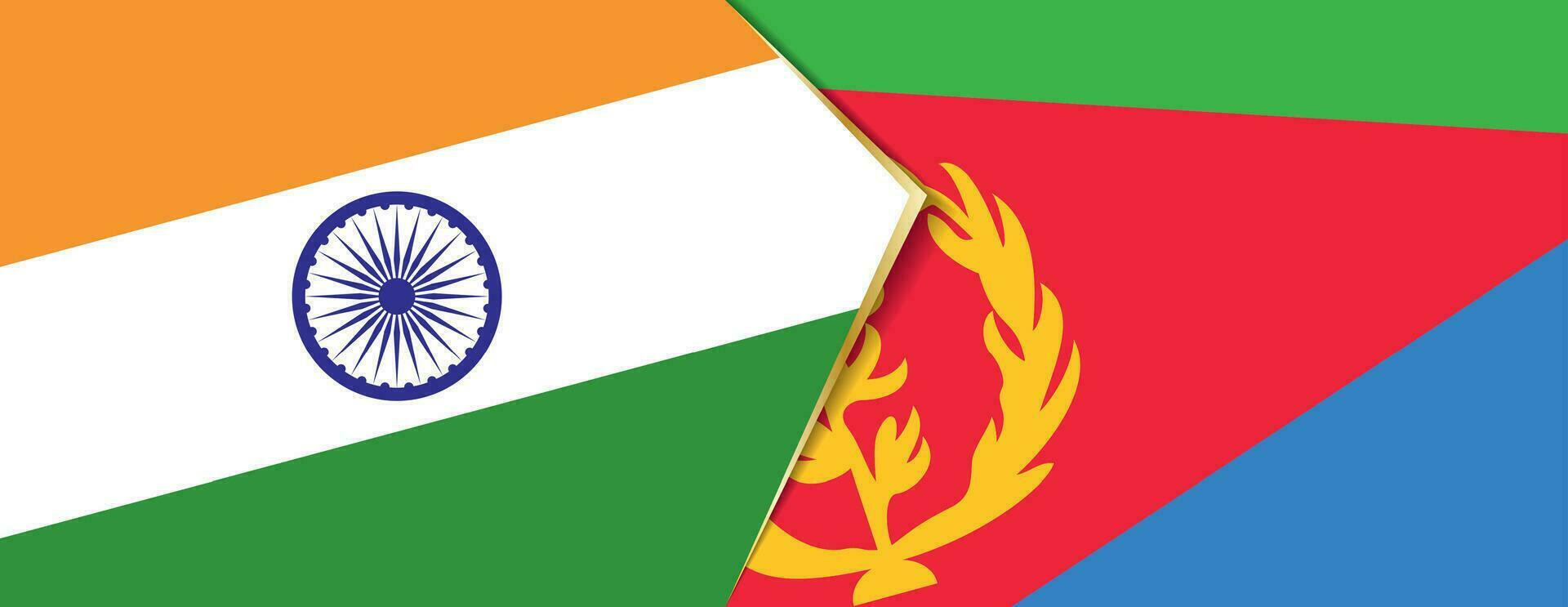 India and Eritrea flags, two vector flags.