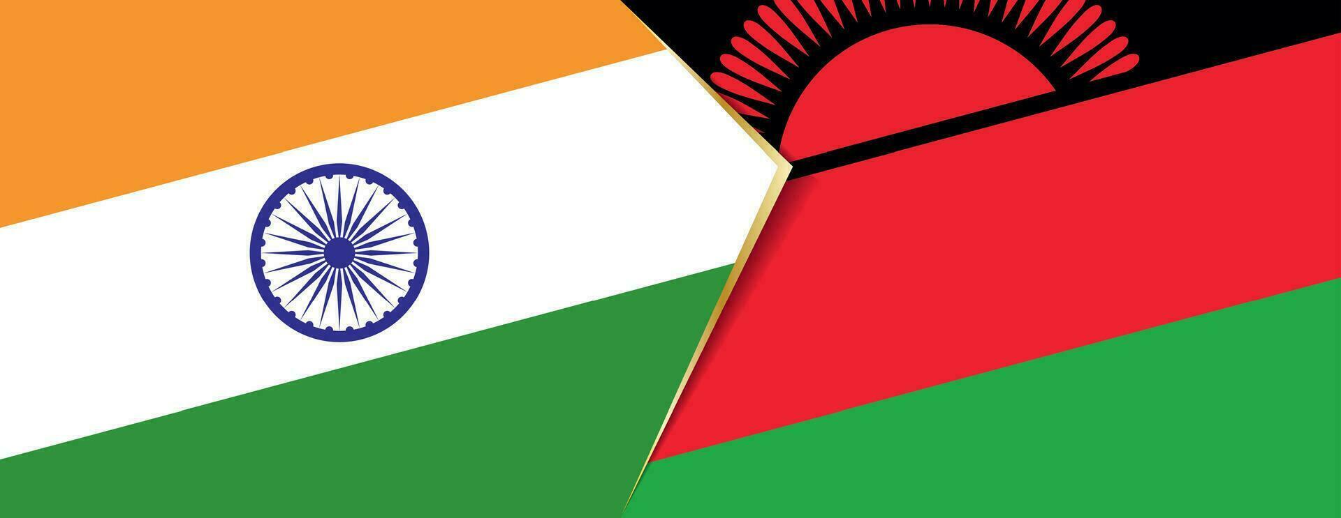 India and Malawi flags, two vector flags.