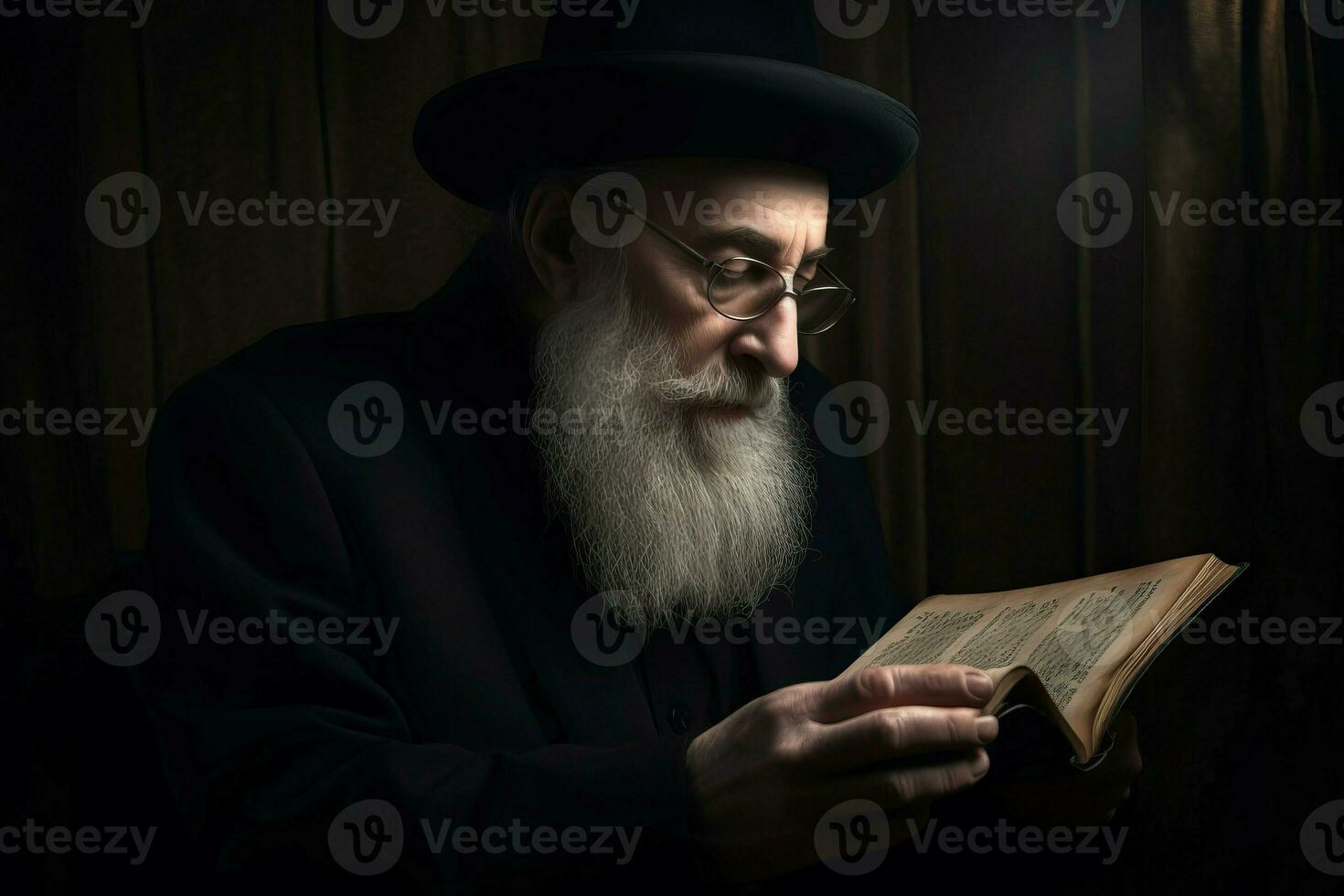 Jewish man reading book. Generate Ai photo