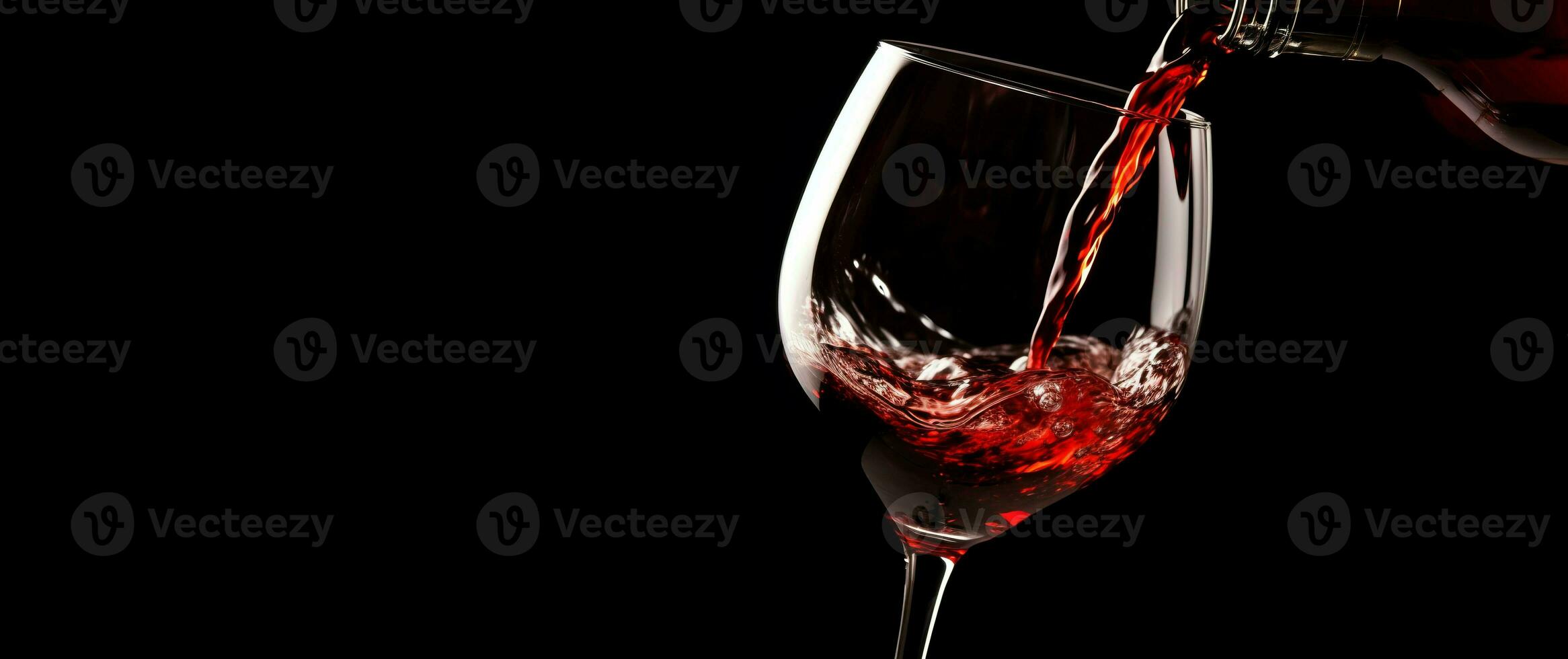 Red wine poured glass. Generate Ai photo