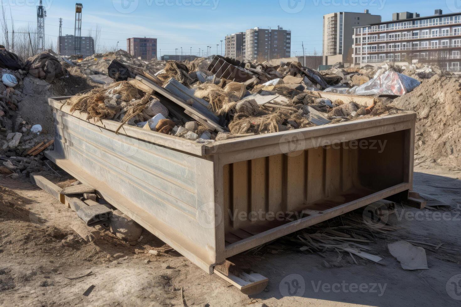 Dumpster construction waste village. Generate Ai photo
