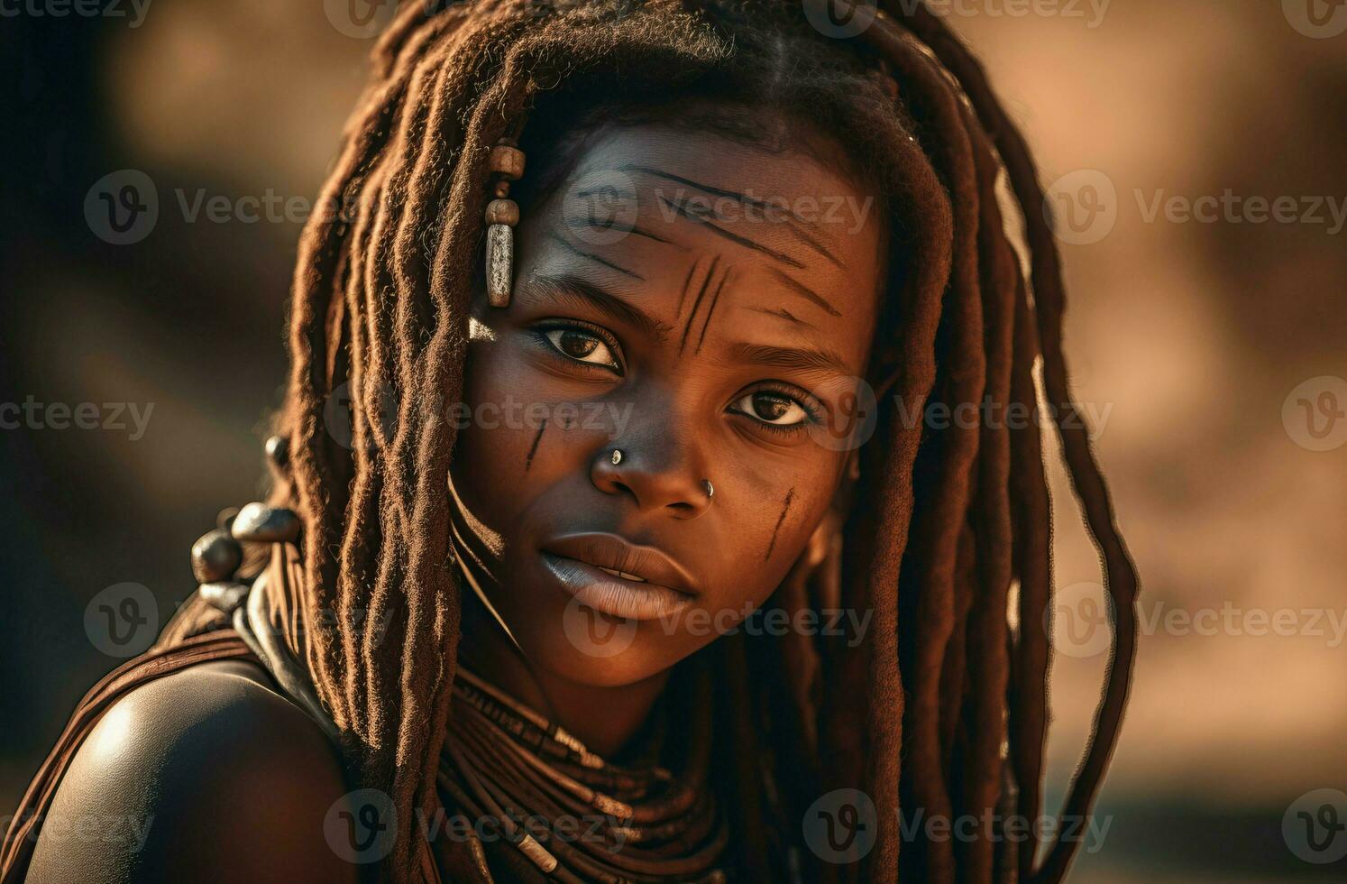 Cute African woman tribe ethnic. Generate ai photo