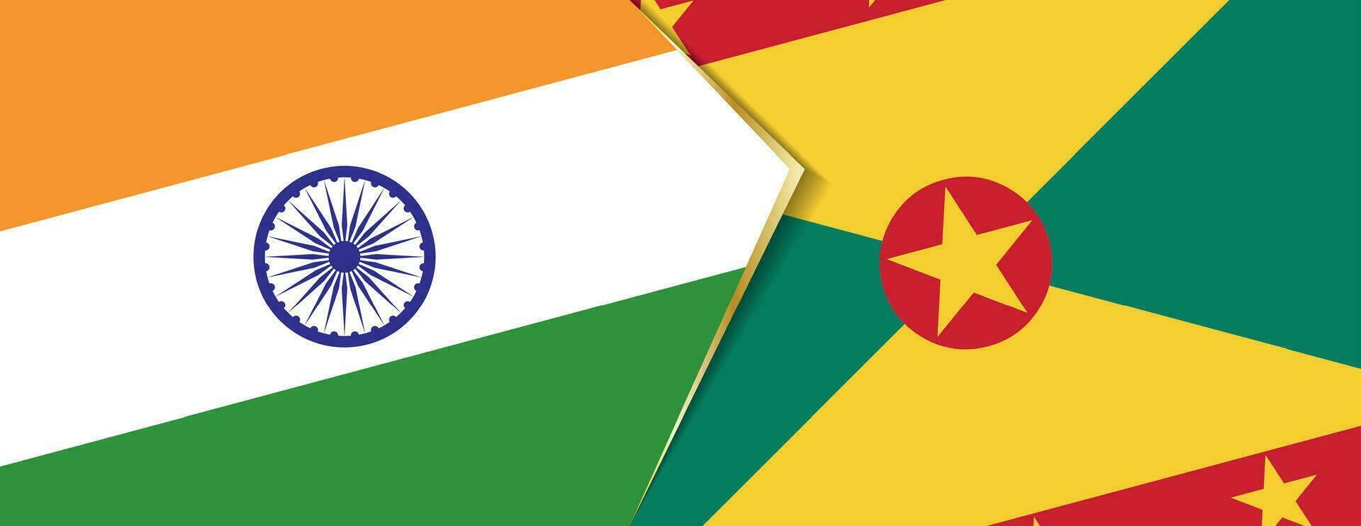 India and Grenada flags, two vector flags.