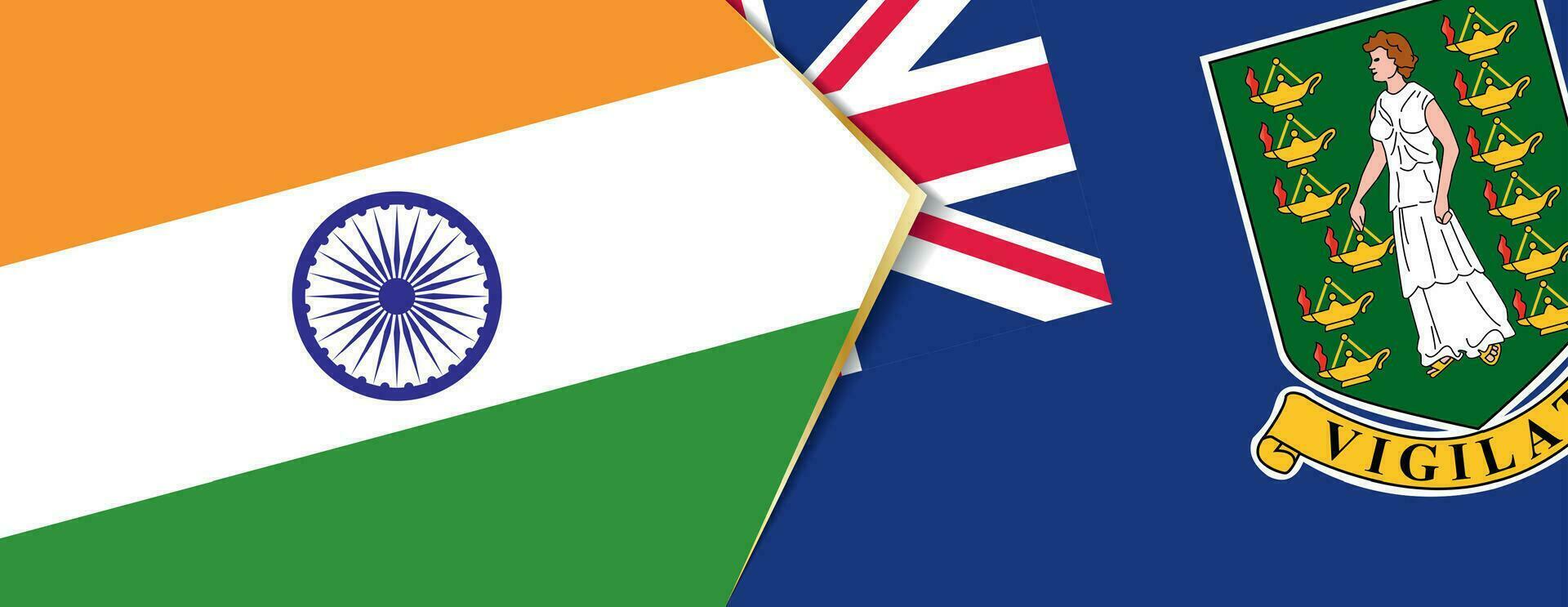 India and British Virgin Islands flags, two vector flags.