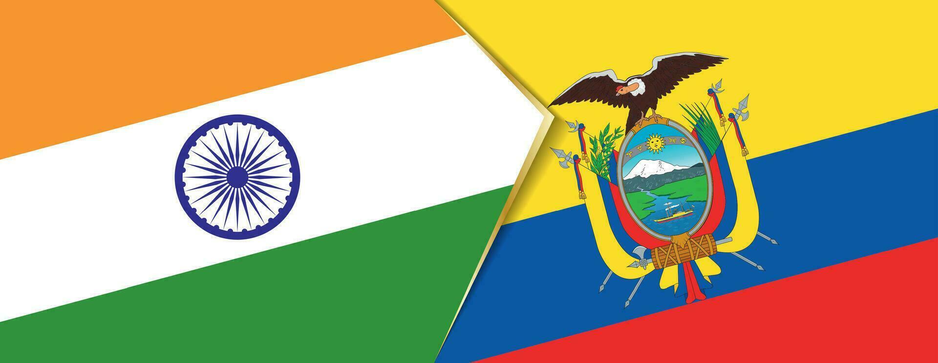 India and Ecuador flags, two vector flags.