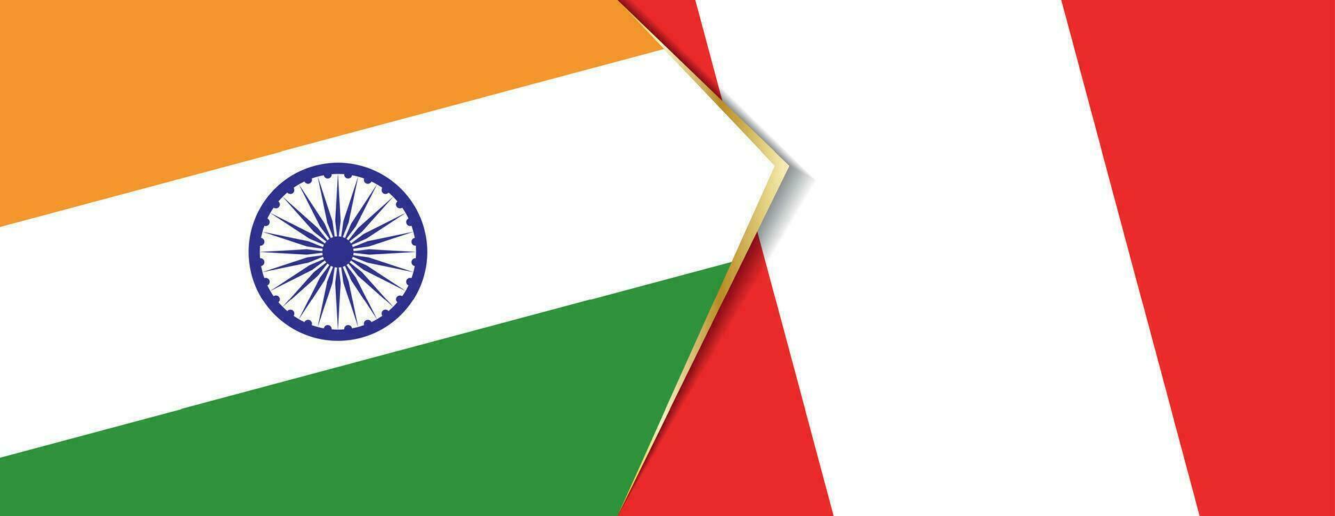 India and Peru flags, two vector flags.