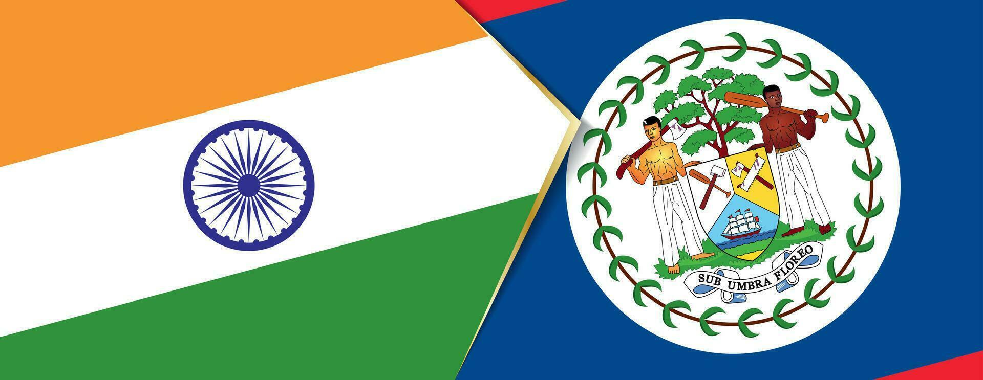 India and Belize flags, two vector flags.