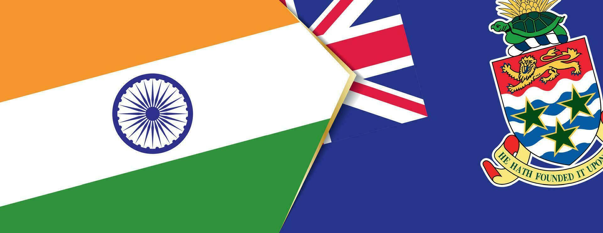 India and Cayman Islands flags, two vector flags.