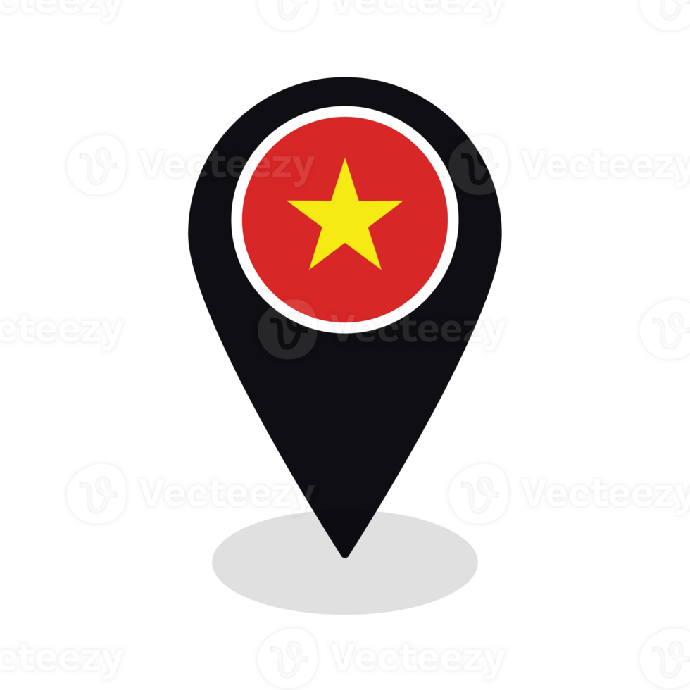 Flag of Vietnam flag on map pinpoint icon isolated black color png