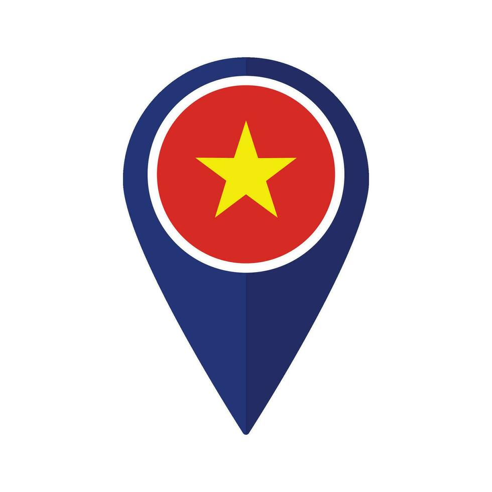 Flag of Vietnam flag on map pinpoint icon isolated vector