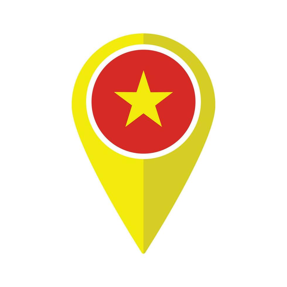 bandera de Vietnam bandera en mapa determinar con precisión icono aislado amarillo color vector