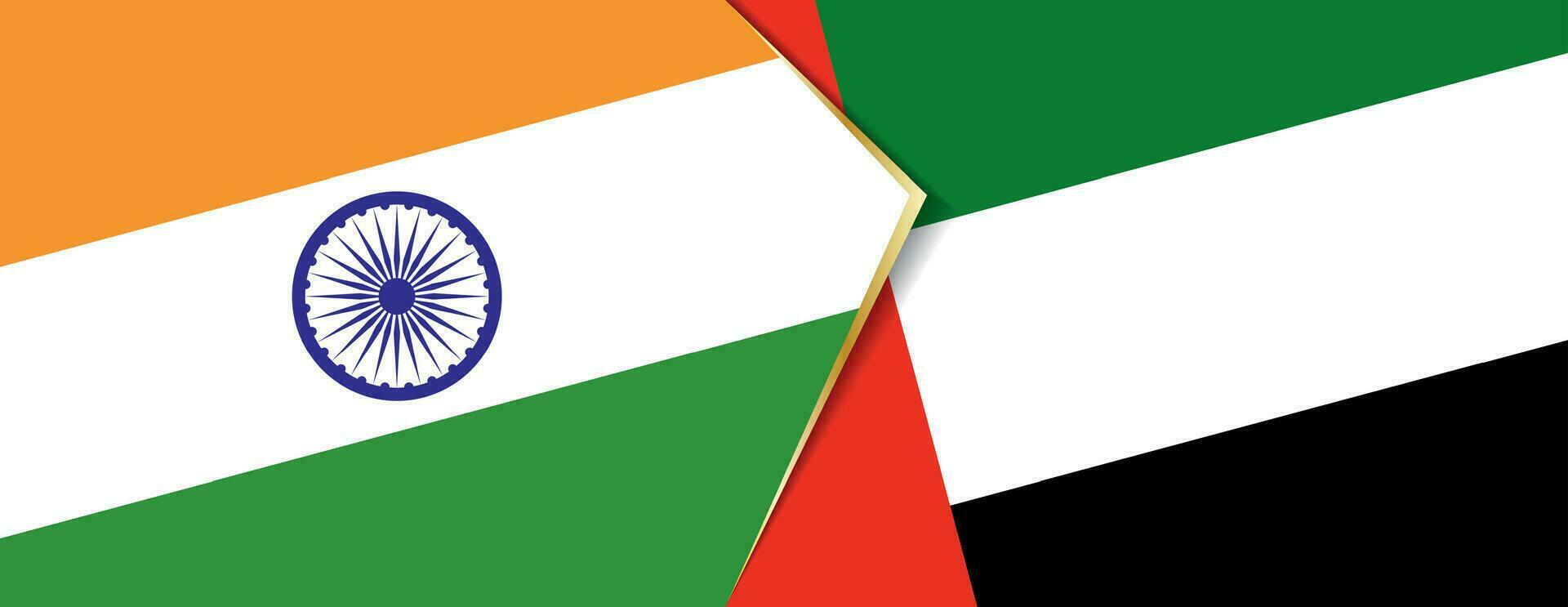 India y unido árabe emiratos banderas, dos vector banderas