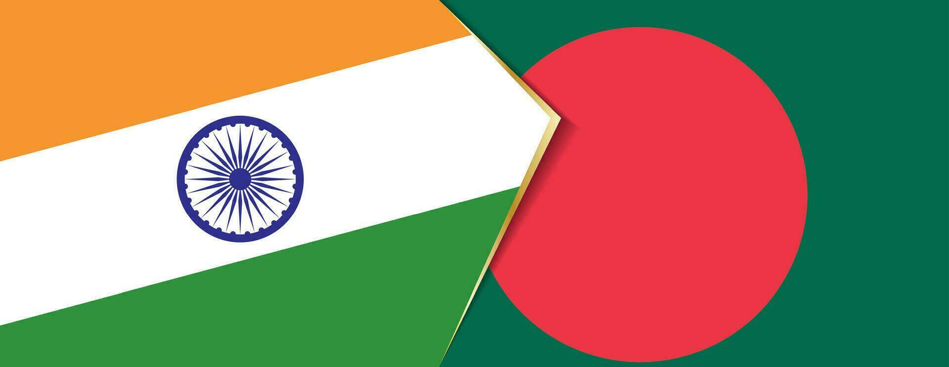 India and Bangladesh flags, two vector flags.