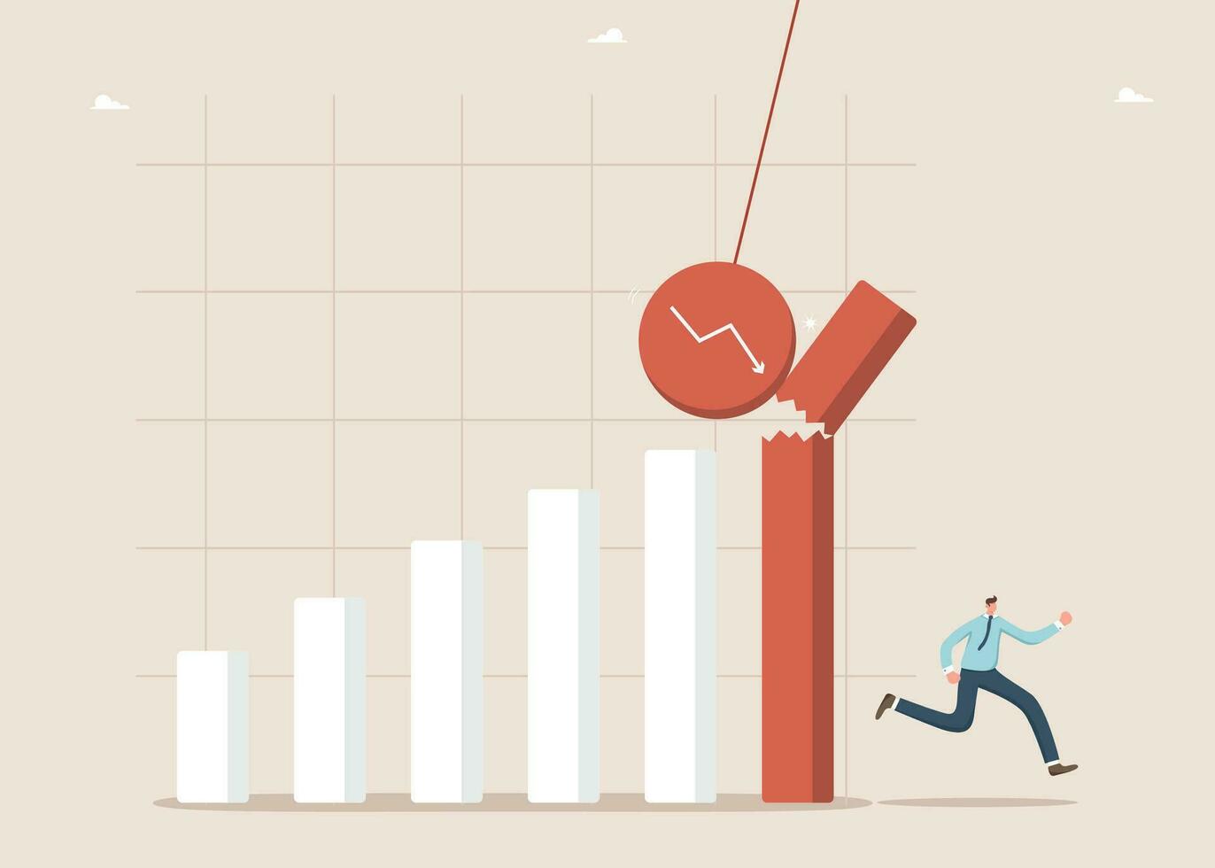 Man runs from falling graph vector