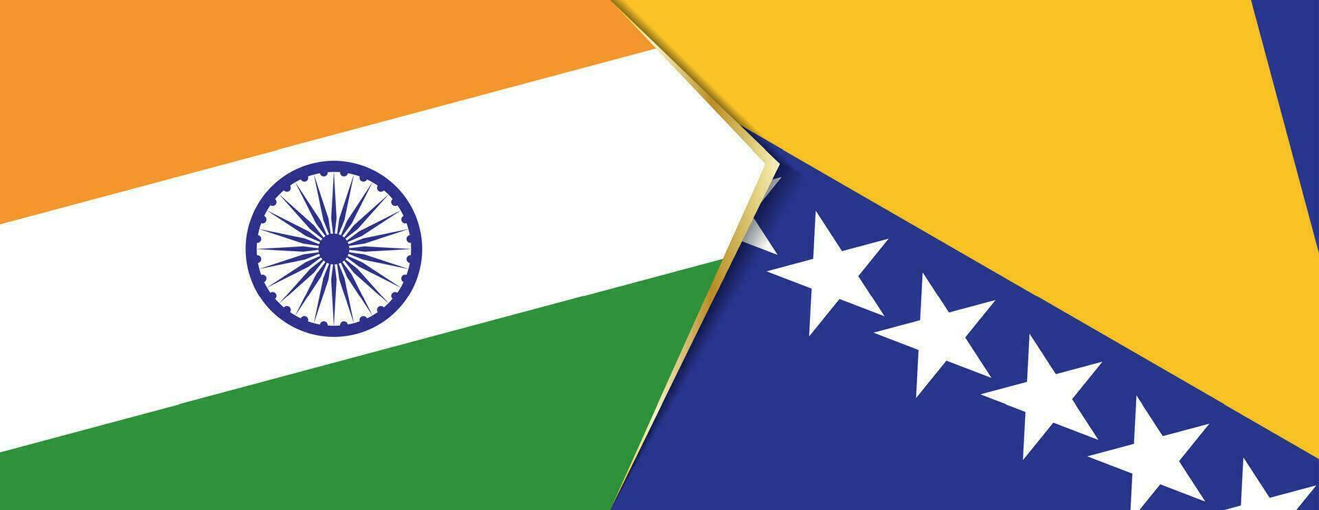 India and Bosnia and Herzegovina flags, two vector flags.