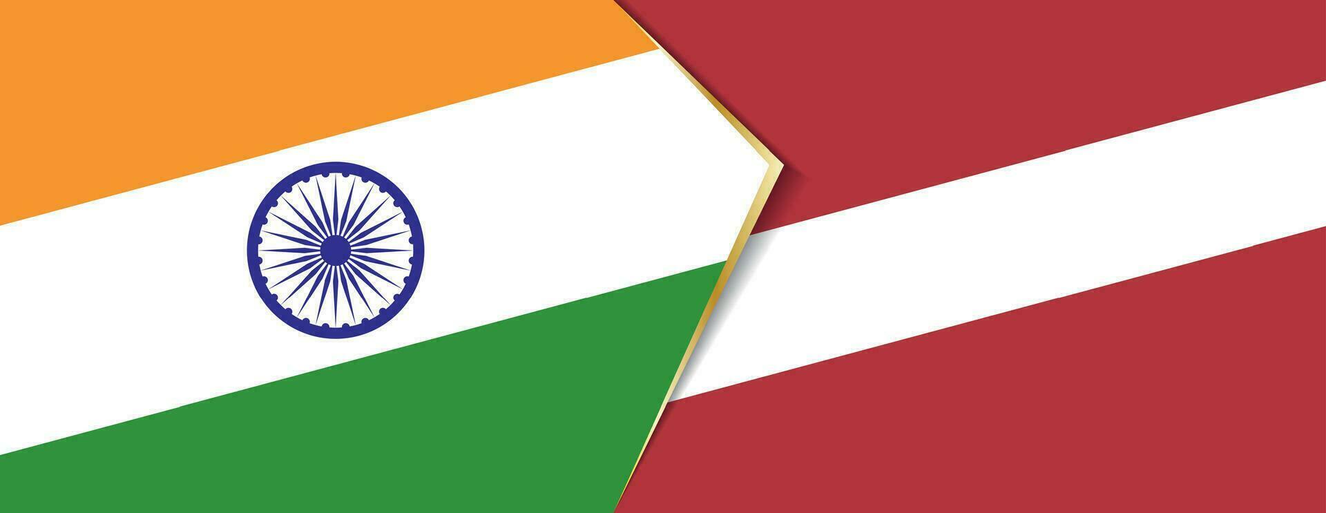 India and Latvia flags, two vector flags.