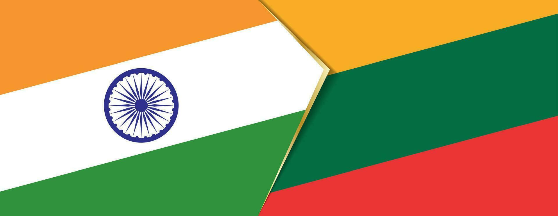 India and Lithuania flags, two vector flags.