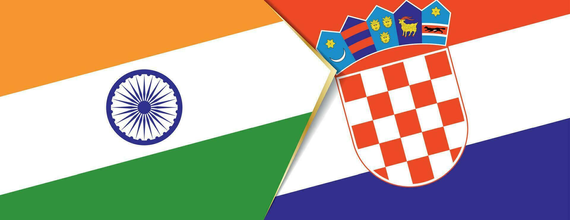 India and Croatia flags, two vector flags.