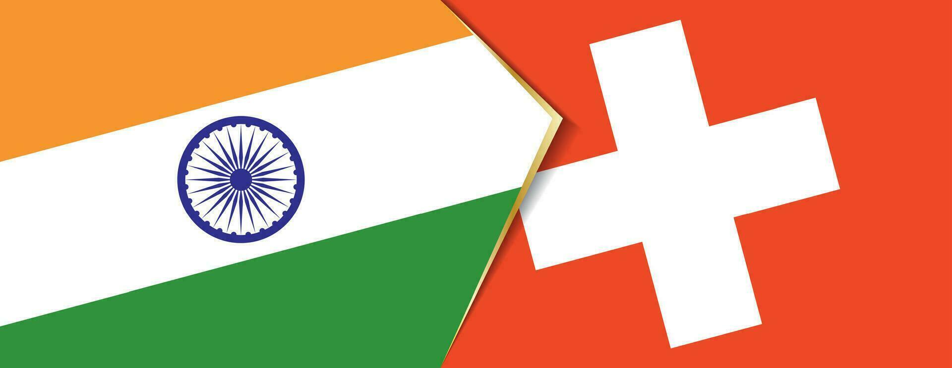 India and Switzerland flags, two vector flags.