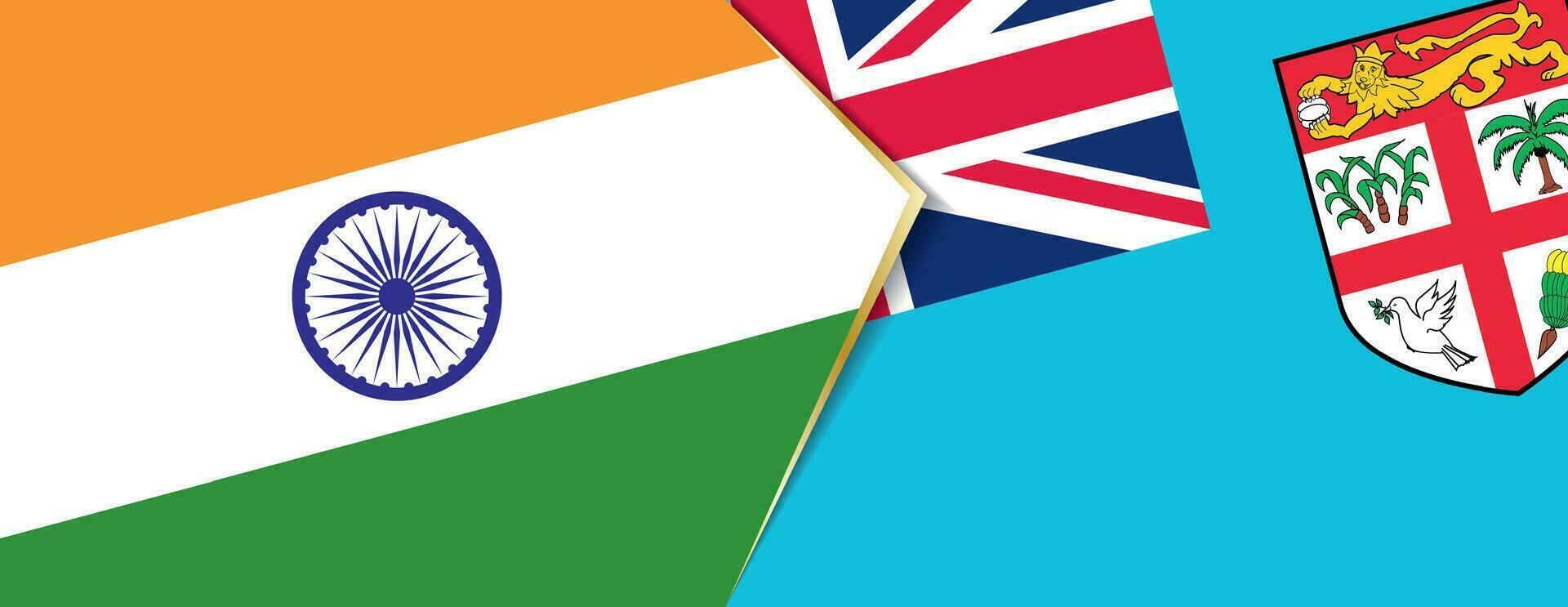 India and Fiji flags, two vector flags.