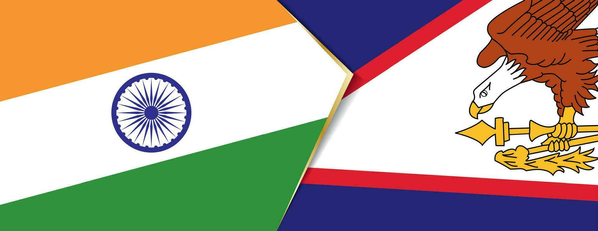 India and American Samoa flags, two vector flags.