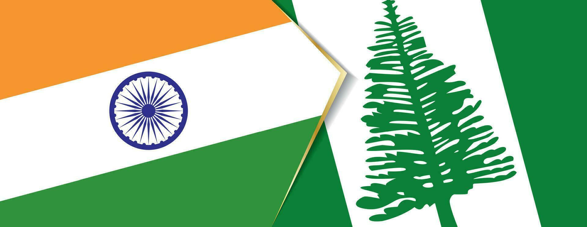 India and Norfolk Island flags, two vector flags.