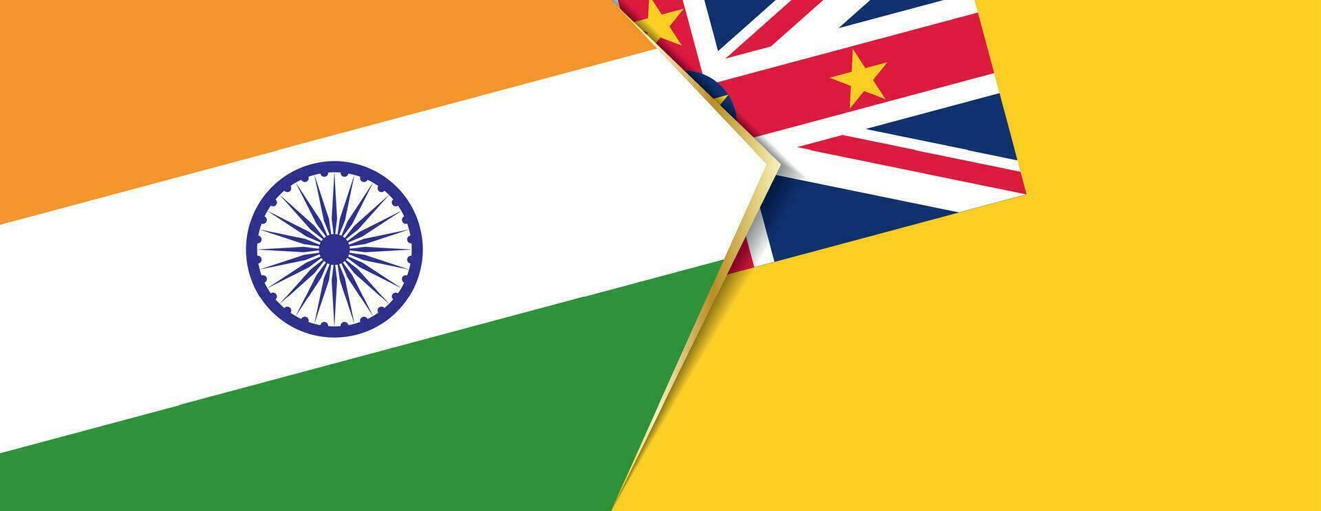 India and Niue flags, two vector flags.