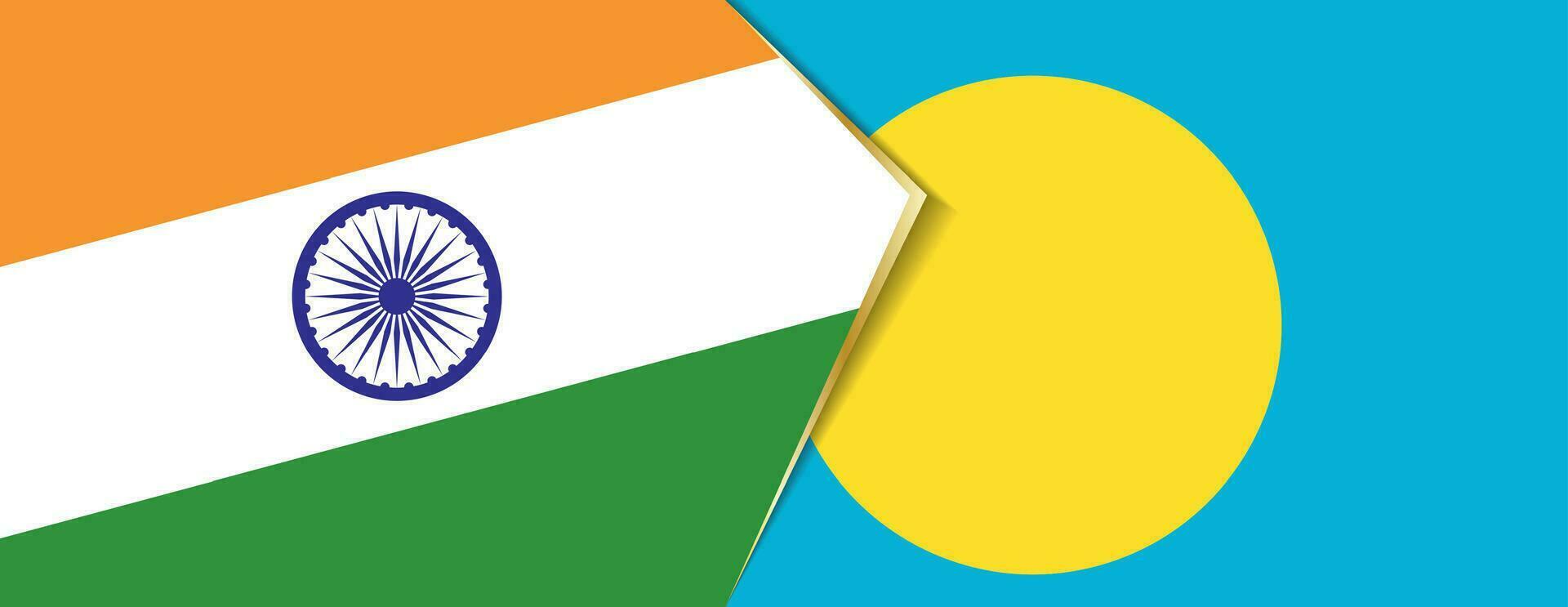 India and Palau flags, two vector flags.
