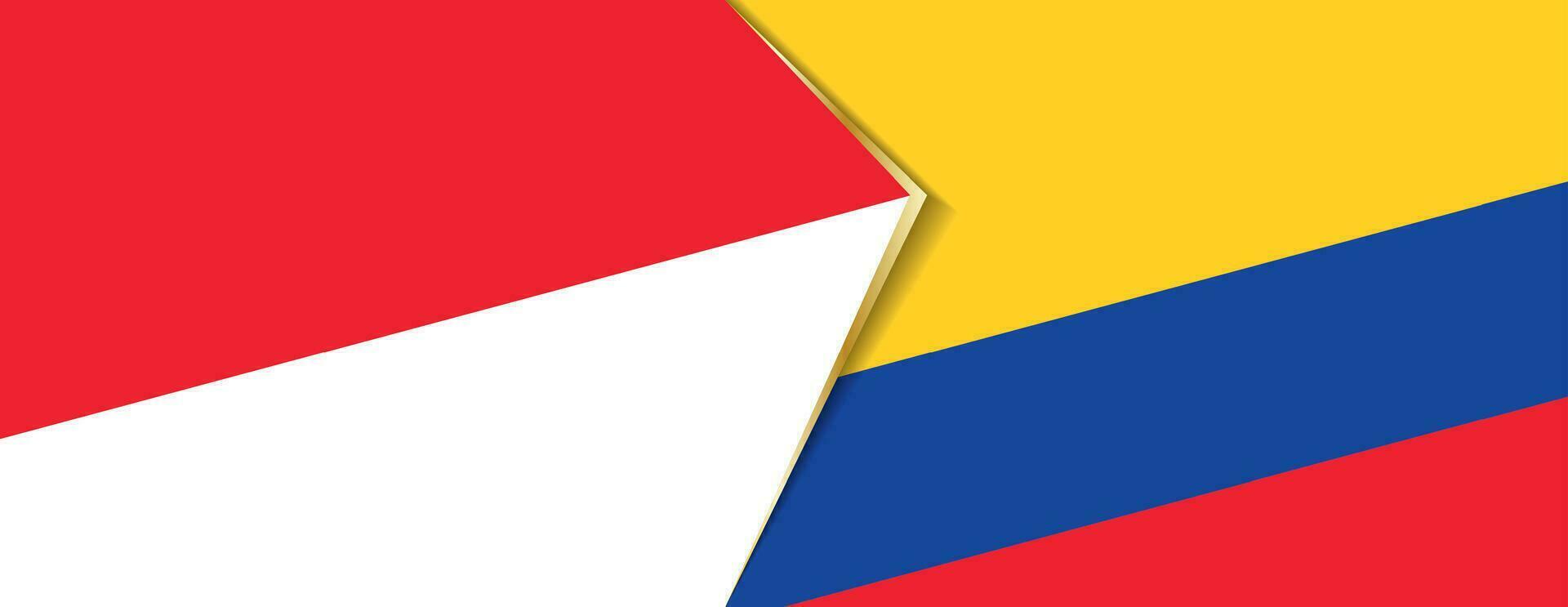 Indonesia and Colombia flags, two vector flags.
