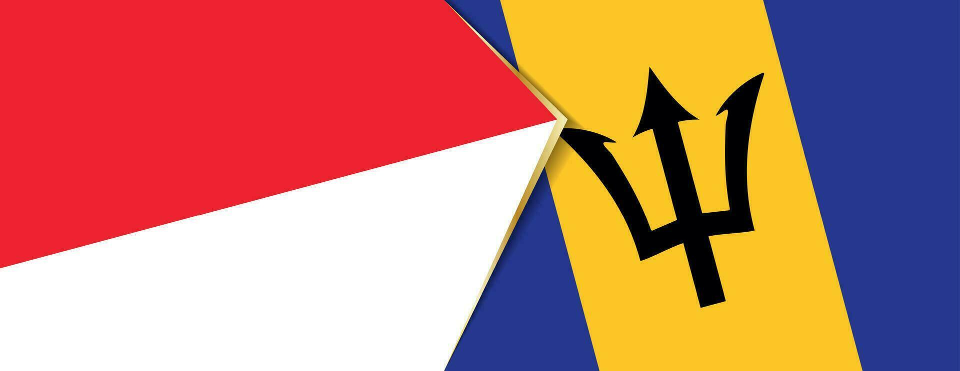 Indonesia and Barbados flags, two vector flags.