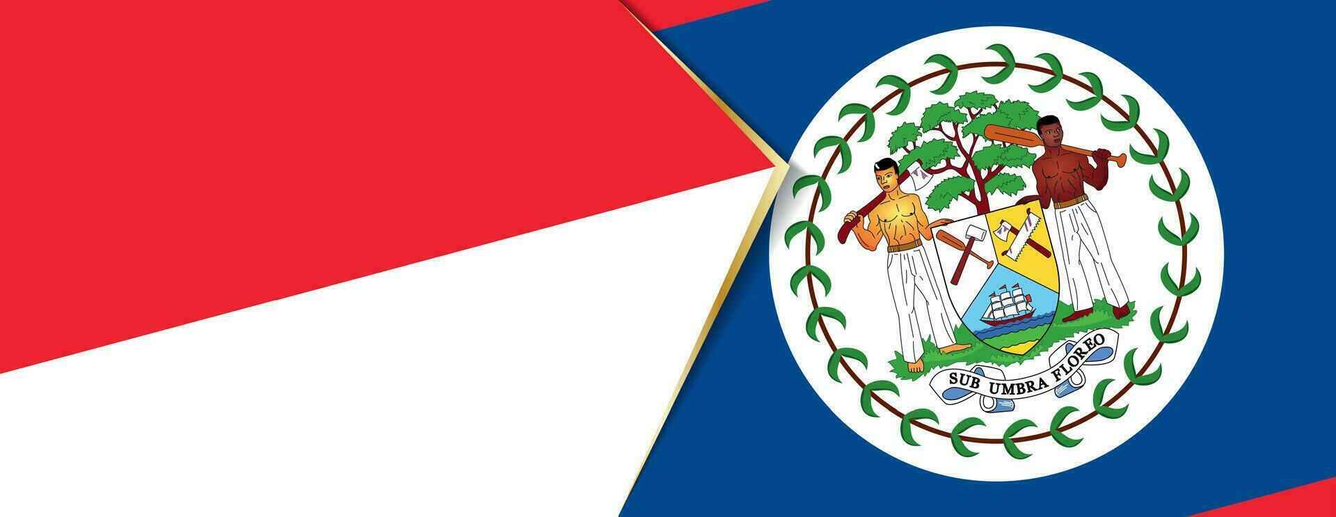 Indonesia and Belize flags, two vector flags.