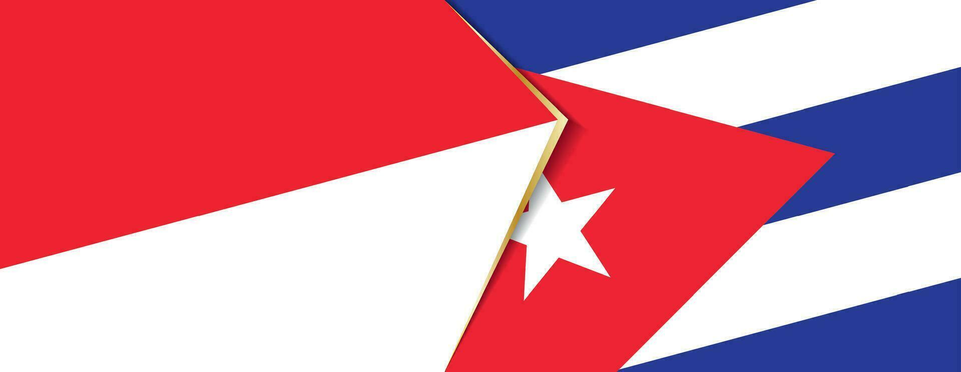 Indonesia and Cuba flags, two vector flags.