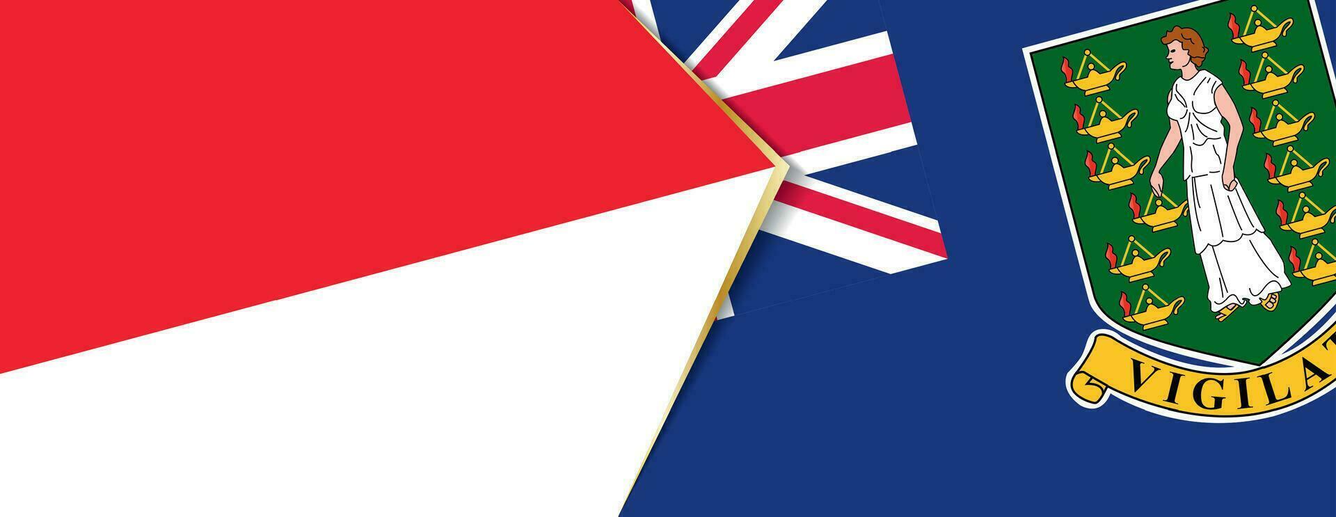 Indonesia and British Virgin Islands flags, two vector flags.