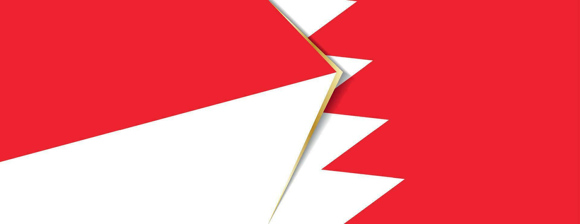 Indonesia and Bahrain flags, two vector flags.