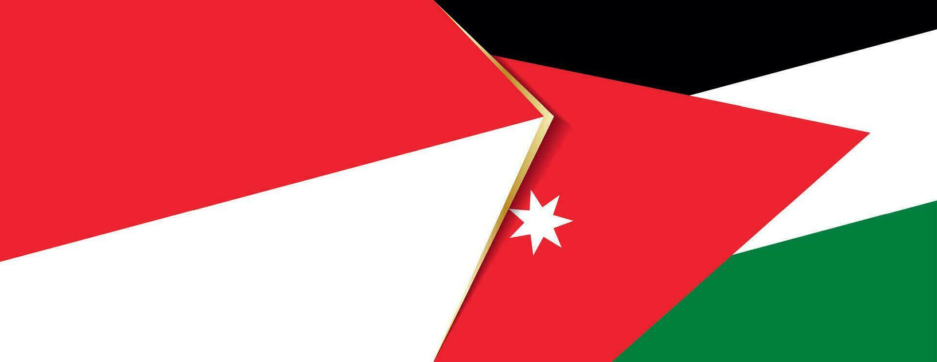 Indonesia and Jordan flags, two vector flags.