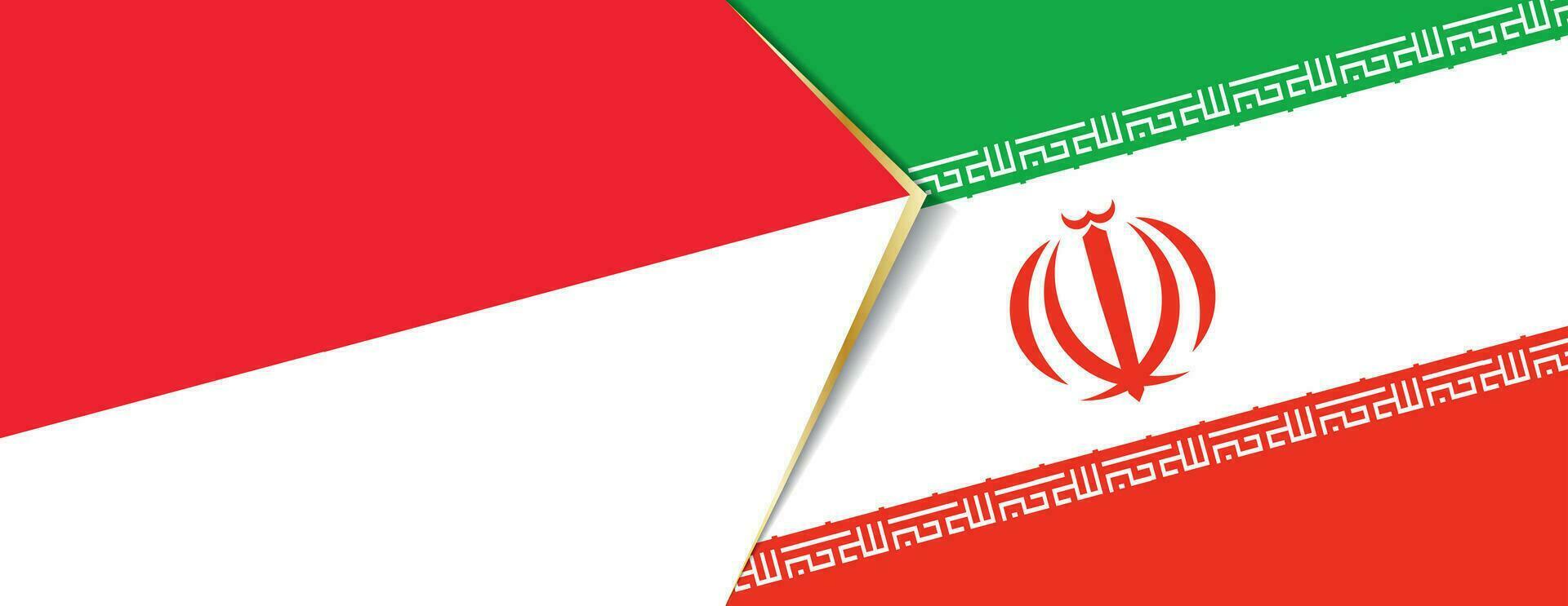 Indonesia and Iran flags, two vector flags.