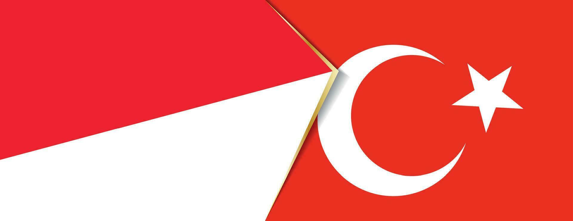 Indonesia and Turkey flags, two vector flags.