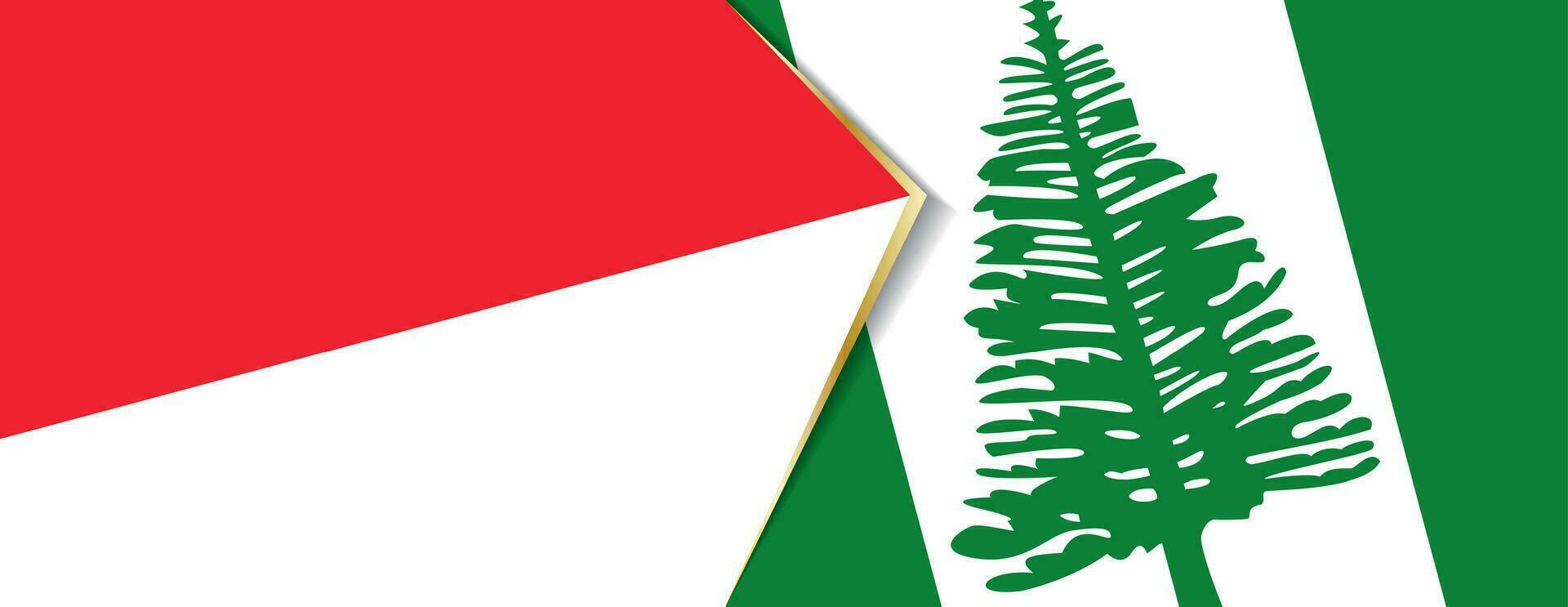 Indonesia and Norfolk Island flags, two vector flags.