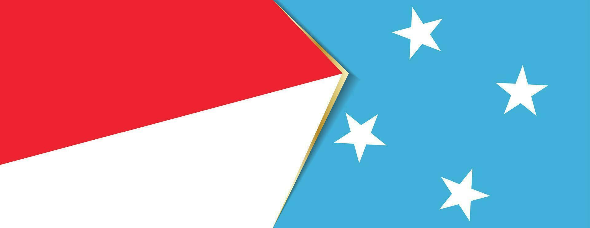 Indonesia and Micronesia flags, two vector flags.