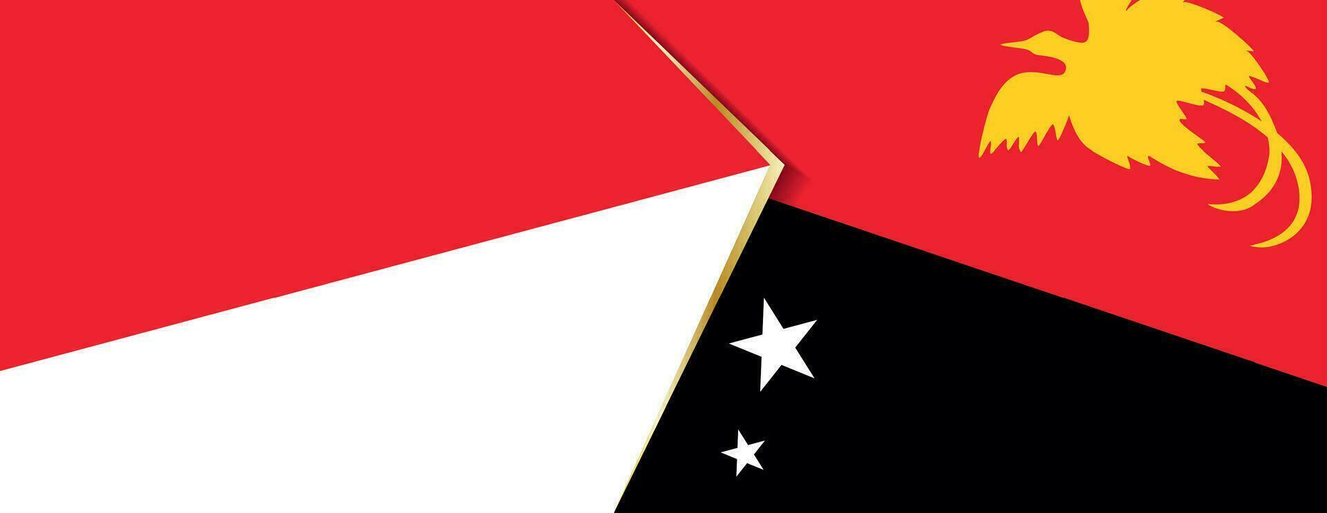 Indonesia and Papua New Guinea flags, two vector flags.