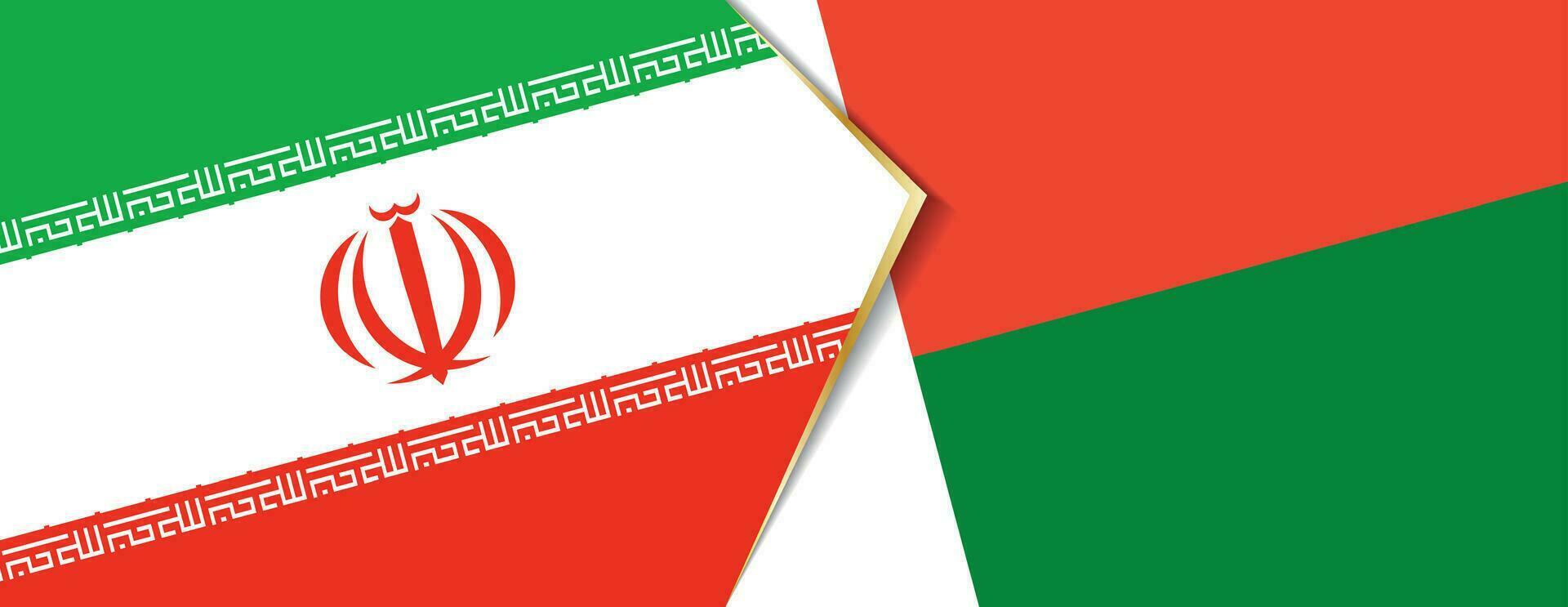 Iran and Madagascar flags, two vector flags.