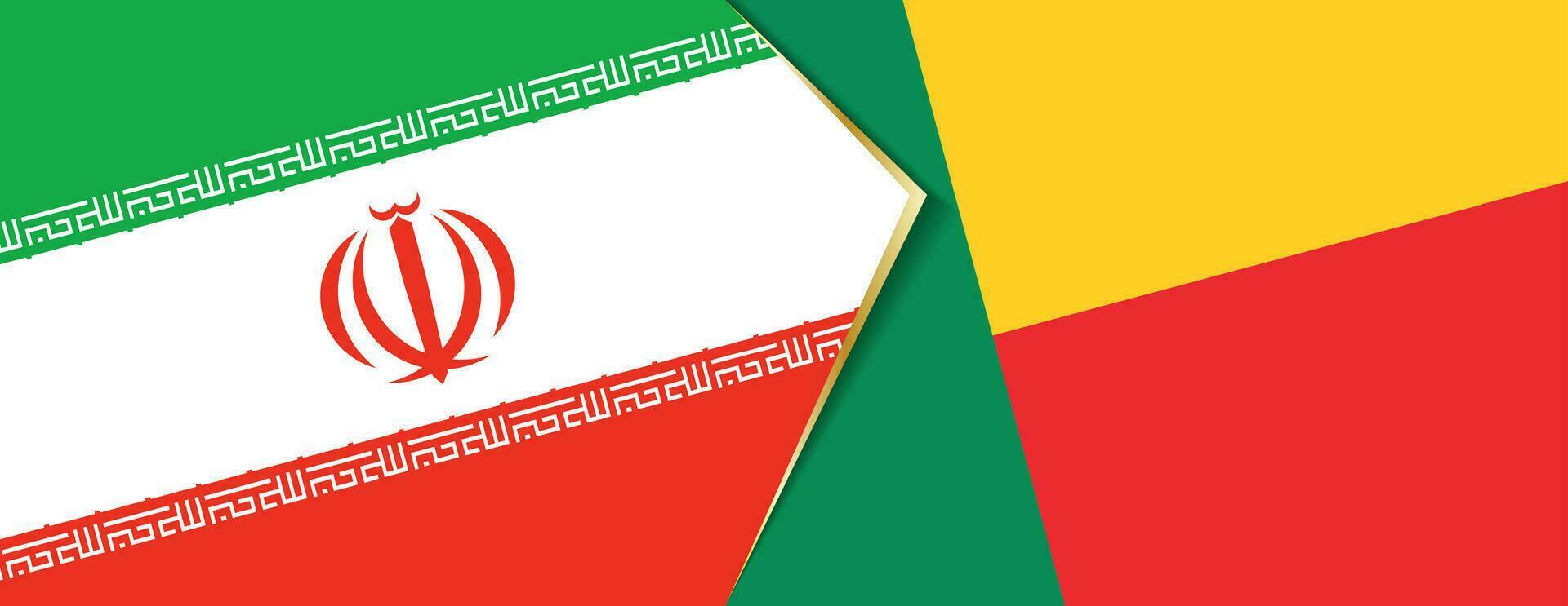 Iran and Benin flags, two vector flags.