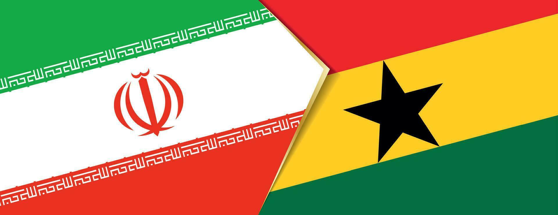 Iran and Ghana flags, two vector flags.