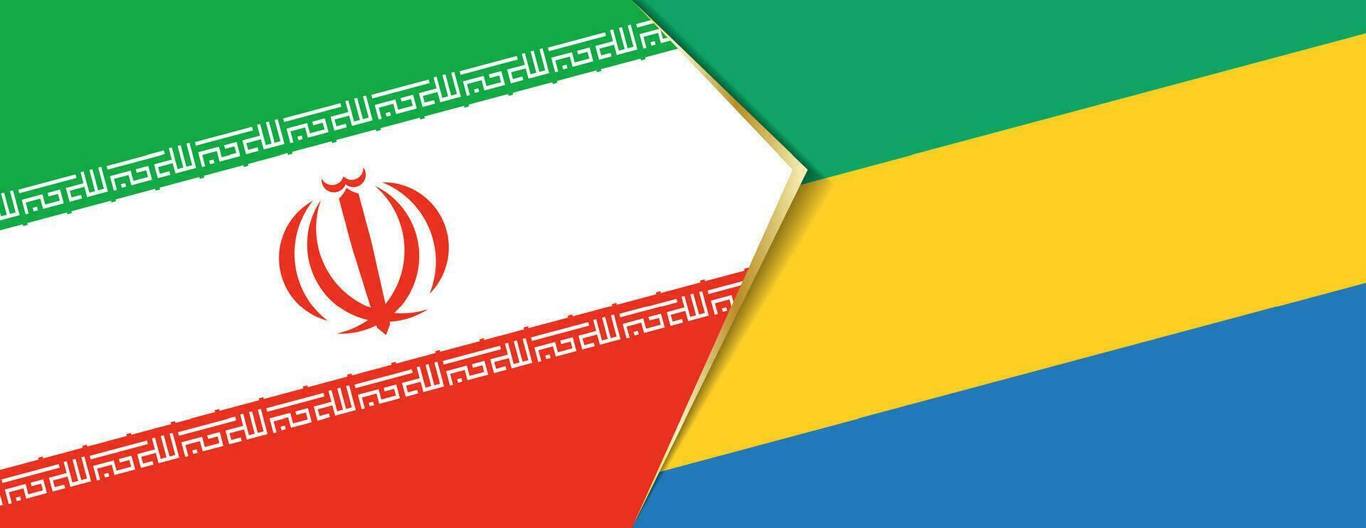 Iran and Gabon flags, two vector flags.