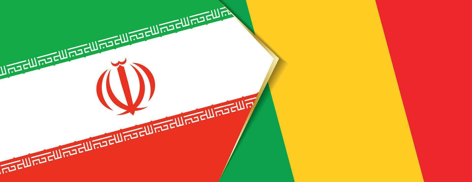 Iran and Mali flags, two vector flags.