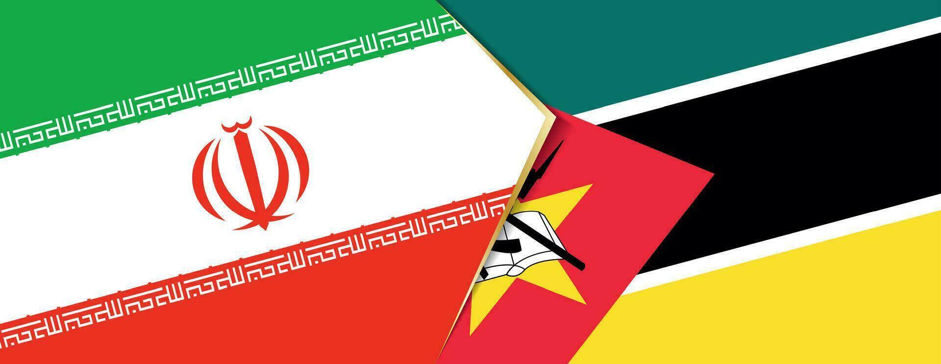 Iran and Mozambique flags, two vector flags.