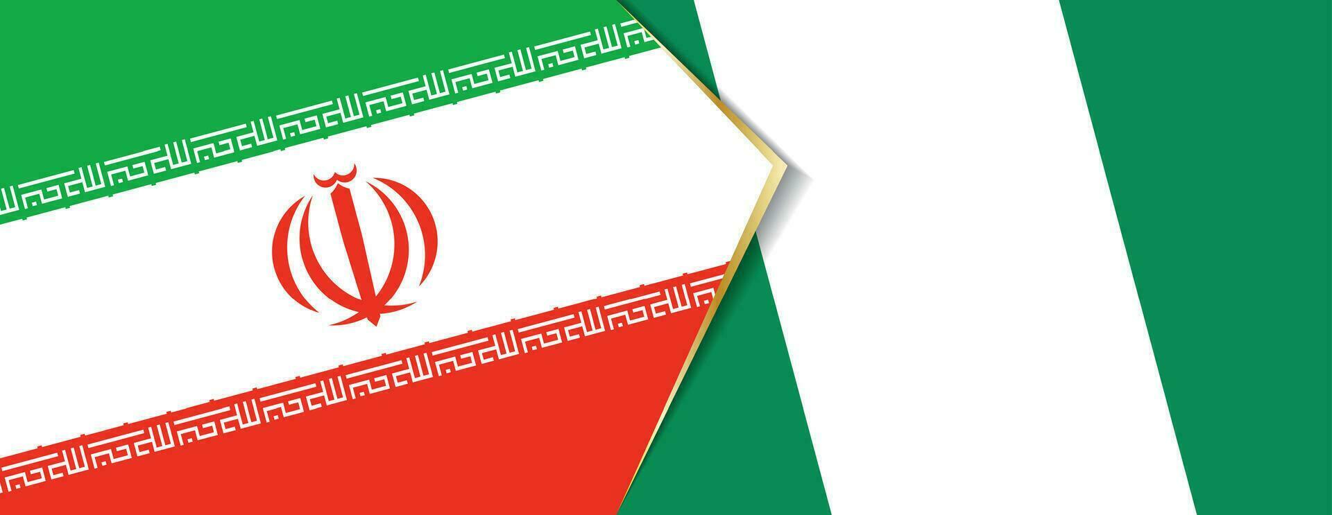 Iran and Nigeria flags, two vector flags.