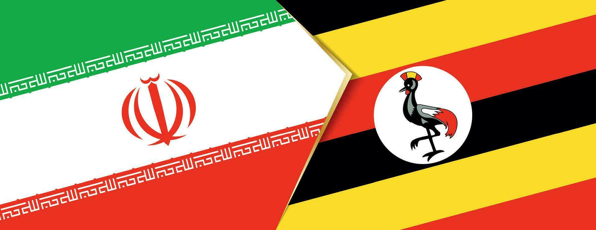 Iran and Uganda flags, two vector flags.