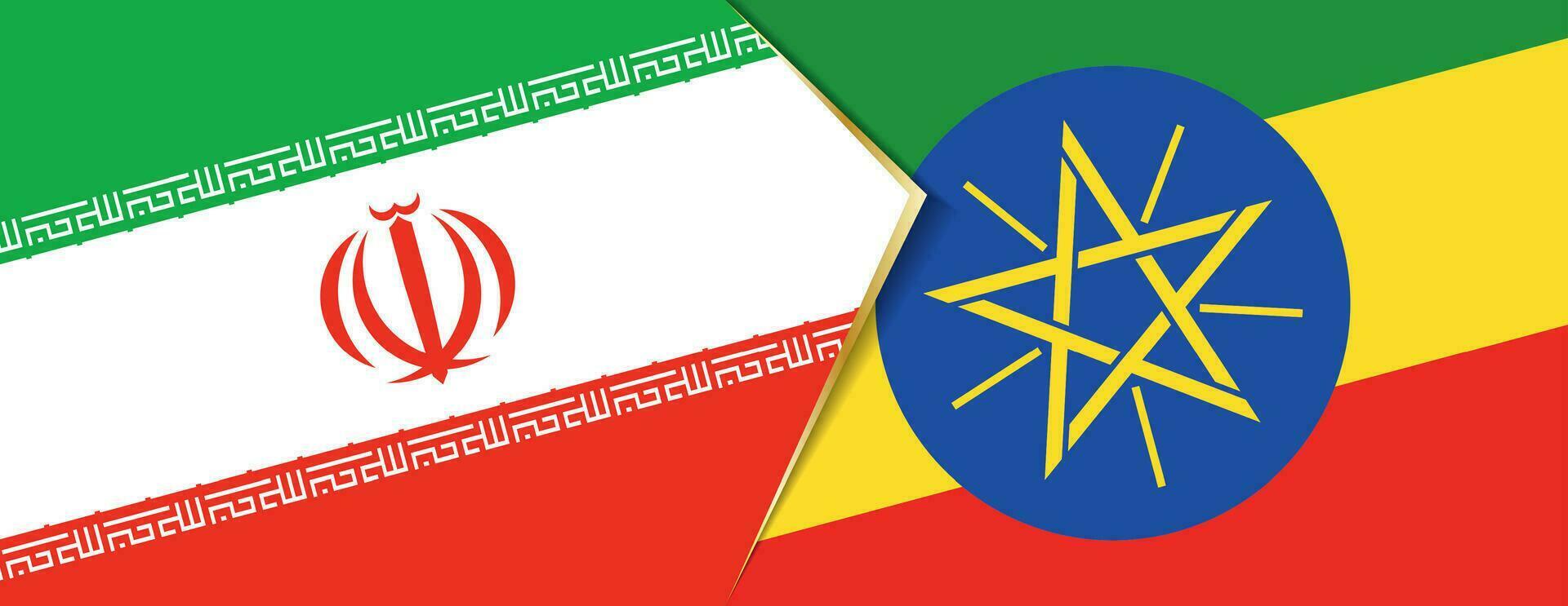 Iran and Ethiopia flags, two vector flags.
